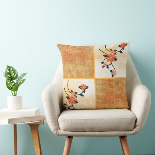 オレンジ色の花 クッション (椅子)
