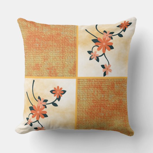 オレンジ色の花 クッション (正面)