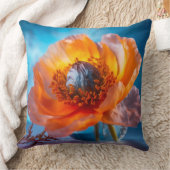 オレンジ色の花 クッション (ブランケット)