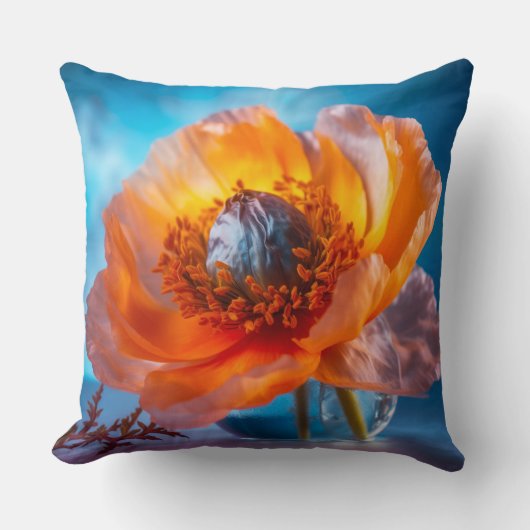 オレンジ色の花 クッション (正面)
