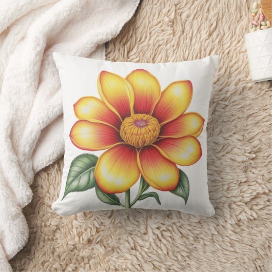 オレンジ色の花 クッション (ブランケット)