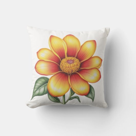 オレンジ色の花 クッション (正面)