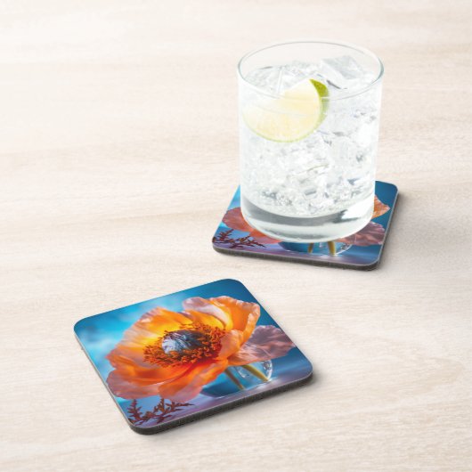 オレンジ色の花 コースター (右側)