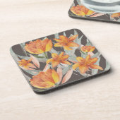 オレンジ色の花 コースター (左側)