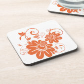 オレンジ色の花 コースター (左側)