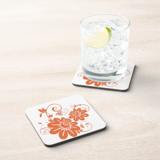 オレンジ色の花 コースター (右側)
