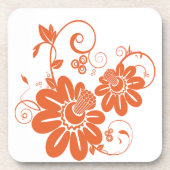 オレンジ色の花 コースター (正面)