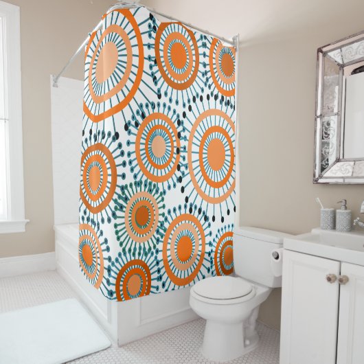 オレンジ色の花 シャワーカーテン (インサイチュ)