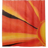 オレンジ色の花 シャワーカーテン (正面)