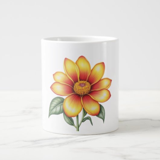 オレンジ色の花 ジャンボコーヒーマグカップ (正面)