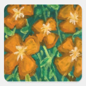オレンジ色の花 スクエアシール (正面)