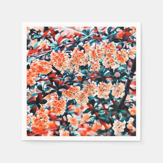 オレンジ色の花 スタンダードカクテルナプキン (正面)