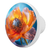 オレンジ色の花 セラミックノブ (右)