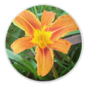 オレンジ色の花 セラミックノブ (正面)