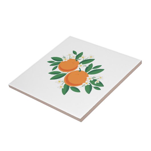 オレンジ色の花 タイル (側面)