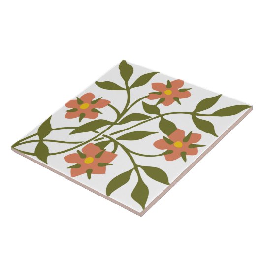 オレンジ色の花 タイル (側面)