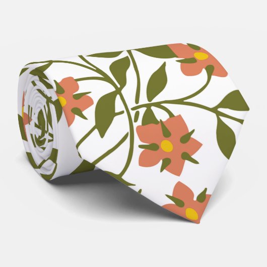 オレンジ色の花 ネクタイ (ロール)