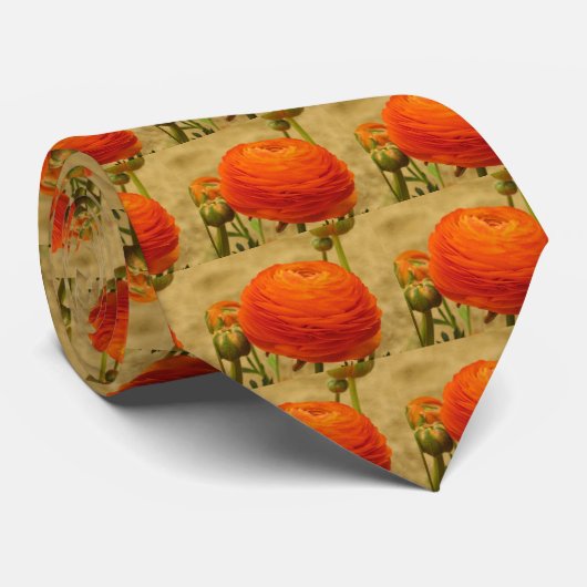 オレンジ色の花 ネクタイ (ロール)