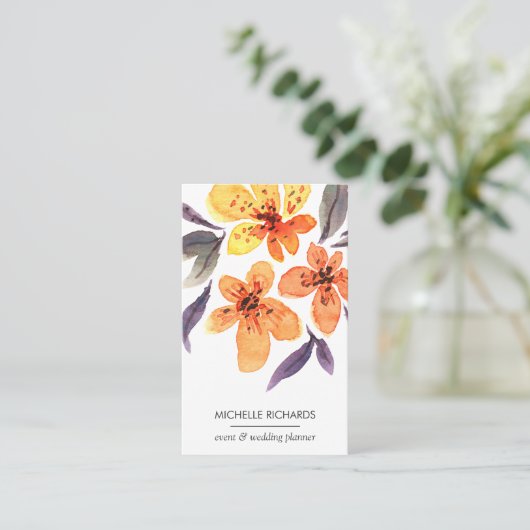 オレンジ色の花 |プロフェッショナルソーシャルメディアのアイコン 名刺 (スタンド正面)