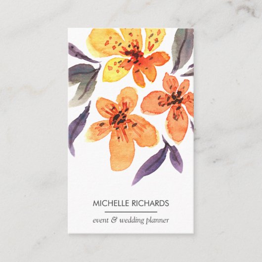 オレンジ色の花 |プロフェッショナルソーシャルメディアのアイコン 名刺 (正面)