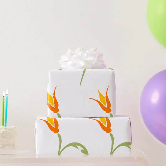 オレンジ色の花 ラッピングペーパー