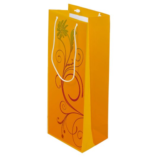 オレンジ色の花 ワインギフトバッグ (正面アングル)