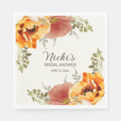 オレンジ色の花 秋のウェディングシャワー スタンダードランチョンナプキン (正面)