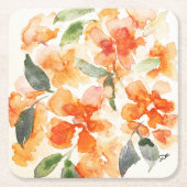 オレンジ色の花 – 紙コースター (正面)