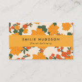 オレンジ色の花、緑、花屋、花屋 名刺 (正面)