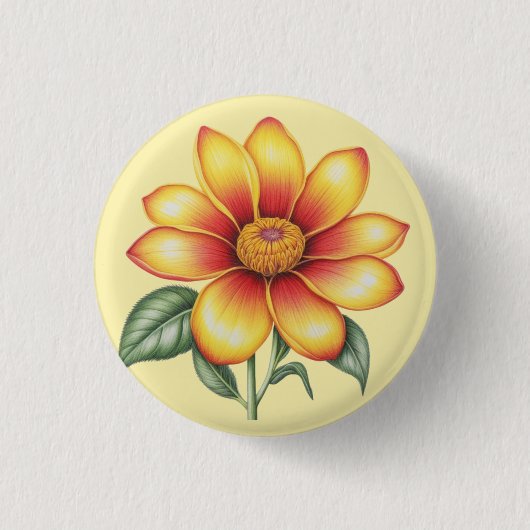 オレンジ色の花 缶バッジ (正面)