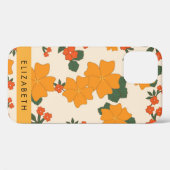 オレンジ色の花、花のパターン、あなたの名前 Case-Mate iPhoneケース (裏面 (横))