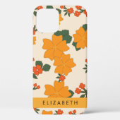 オレンジ色の花、花のパターン、あなたの名前 Case-Mate iPhoneケース (裏面)