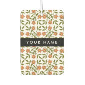 オレンジ色の花、花の模様、ぼほ、あなたの名前 カーエアーフレッシュナー (正面)