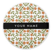 オレンジ色の花、花の模様、ぼほ、あなたの名前 セラミックノブ (正面)