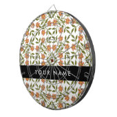 オレンジ色の花、花の模様、ぼほ、あなたの名前 ダーツボード (正面右)