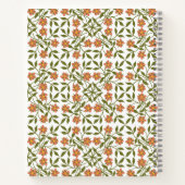 オレンジ色の花、花の模様、ぼほ、あなたの名前 ノートブック (裏面)