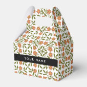 オレンジ色の花、花の模様、ぼほ、あなたの名前 フェイバーボックス (正面サイド)