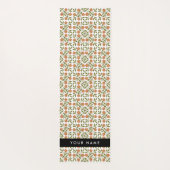 オレンジ色の花、花の模様、ぼほ、あなたの名前 ヨガマット (裏面)