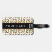 オレンジ色の花、花の模様、ぼほ、あなたの名前 ラゲッジタグ (裏面横)