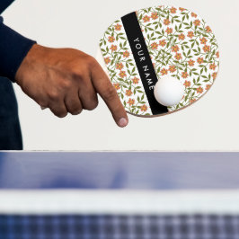 オレンジ色の花、花の模様、ぼほ、あなたの名前 卓球ラケット