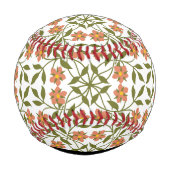 オレンジ色の花、花の模様、ぼほ、あなたの名前 野球ボール (裏面)