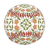 オレンジ色の花、花の模様、ぼほ、あなたの名前 野球ボール (正面)