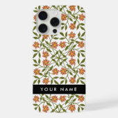 オレンジ色の花、花の模様、ぼほ、あなたの名前 iPhoneケース (裏面)