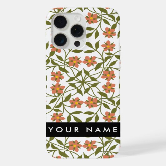 オレンジ色の花、花の模様、ぼほ、あなたの名前 iPhoneケース (裏面)