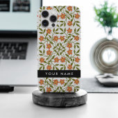 オレンジ色の花、花の模様、ぼほ、あなたの名前 iPhoneケース
