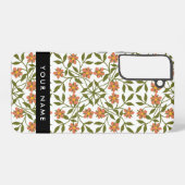 オレンジ色の花、花の模様、ぼほ、あなたの名前 SAMSUNG GALAXYケース (裏面横)