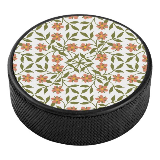 オレンジ色の花、花の模様、緑、ぼほ アイスホッケーパック (3/4)