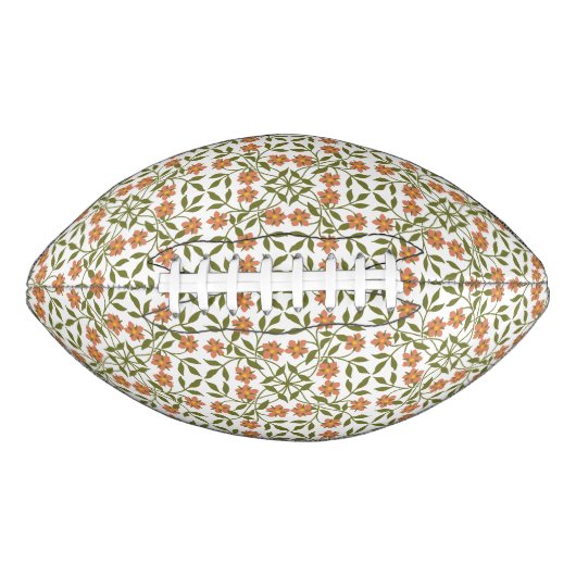 オレンジ色の花、花の模様、緑、ぼほ アメリカンフットボール (正面)