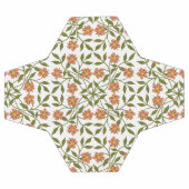 オレンジ色の花、花の模様、緑、ぼほ サッカーボール (フラット)