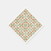 オレンジ色の花、花の模様、緑、ぼほ スタンダードカクテルナプキン (角)